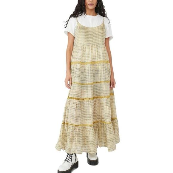 Free People Dresses & Skirts - Free People Midnight Dance Maxi Dress in Canary Combo Yellow Sz XS